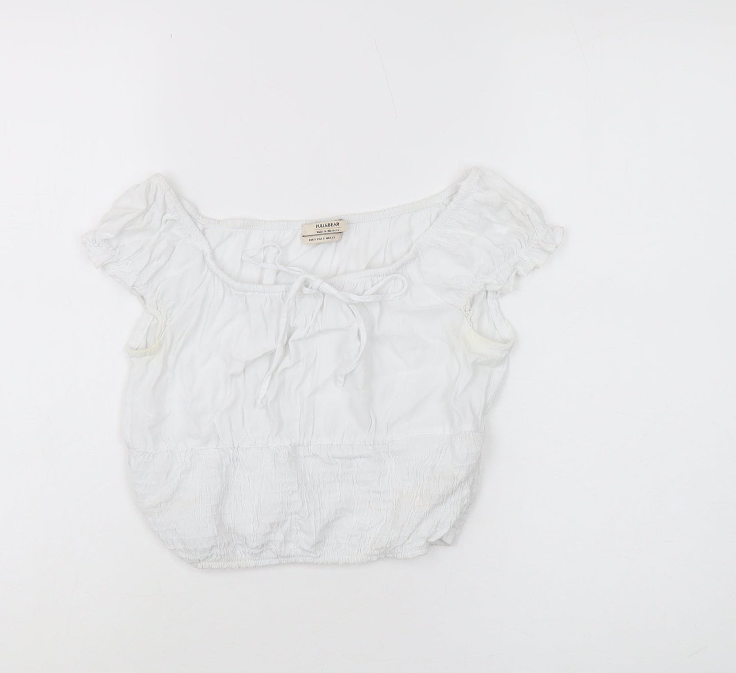 Womens UK Size S Pull&Bear White Peasant Blouse