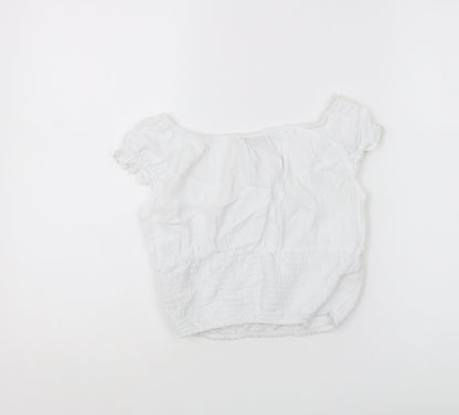 Womens UK Size S Pull&Bear White Peasant Blouse