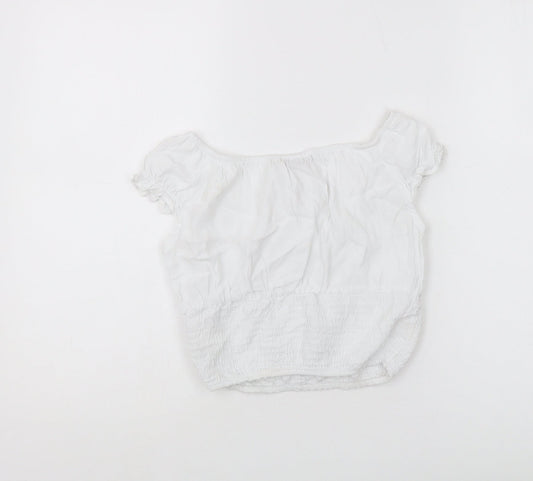 Womens UK Size S Pull&Bear White Peasant Blouse