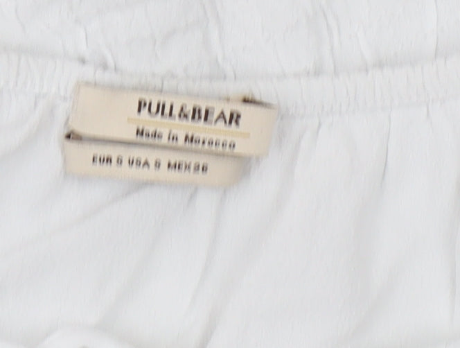 Womens UK Size S Pull&Bear White Peasant Blouse