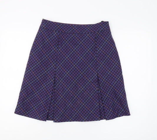 Marks and Spencer Women Purple A-Line Check Skirt UK 10