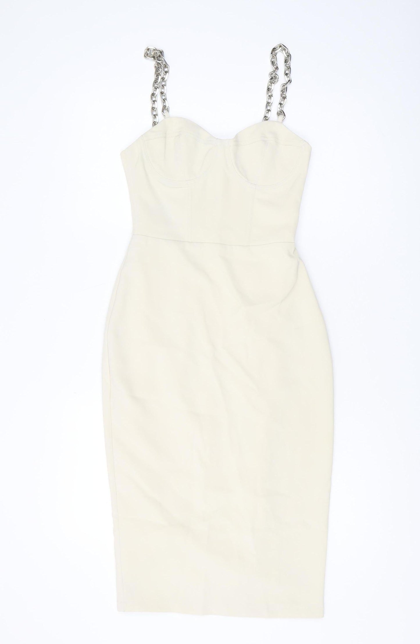 4TH RECKLESS Women's Ivory Midi Pencil Dress Size 8