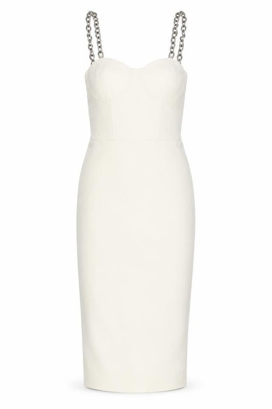 4TH RECKLESS Women's Ivory Midi Pencil Dress Size 8