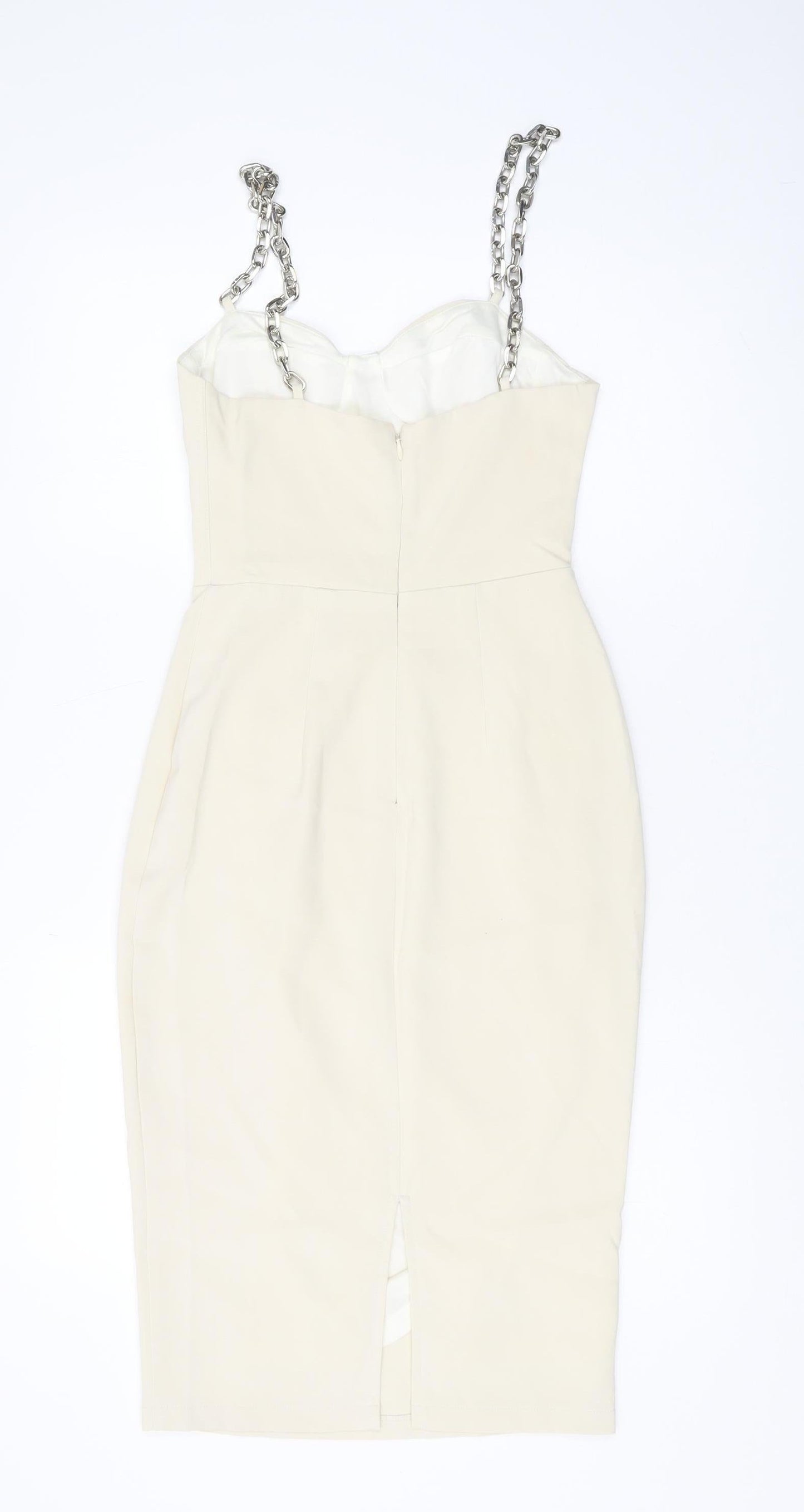 4TH RECKLESS Women's Ivory Midi Pencil Dress Size 8