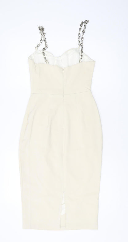 4TH RECKLESS Women's Ivory Midi Pencil Dress Size 8