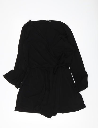 Bershka Women's Black Belted Playsuit L Casual