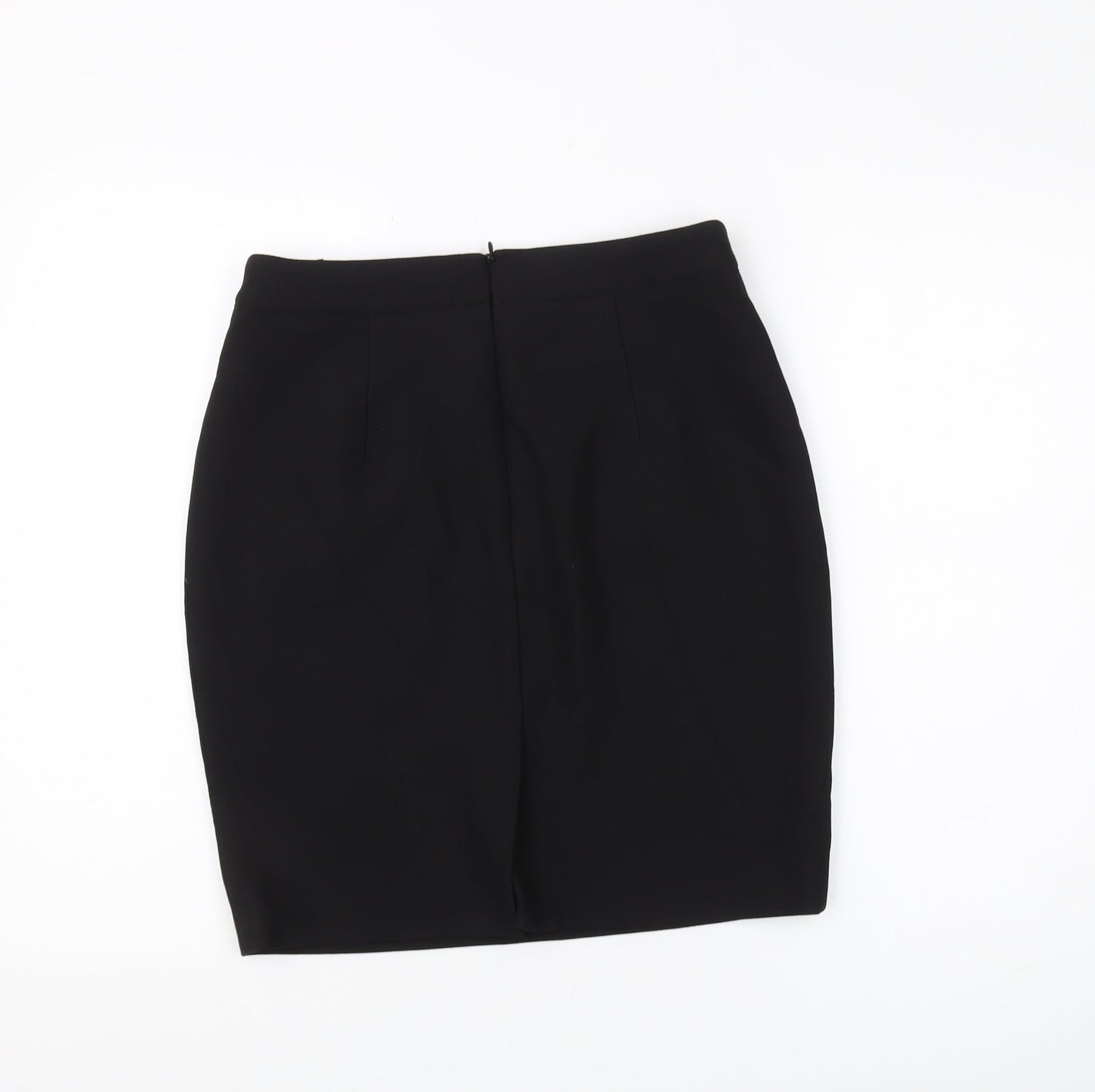 H&M Women's Black Pencil Skirt with Button Accents, Size 10