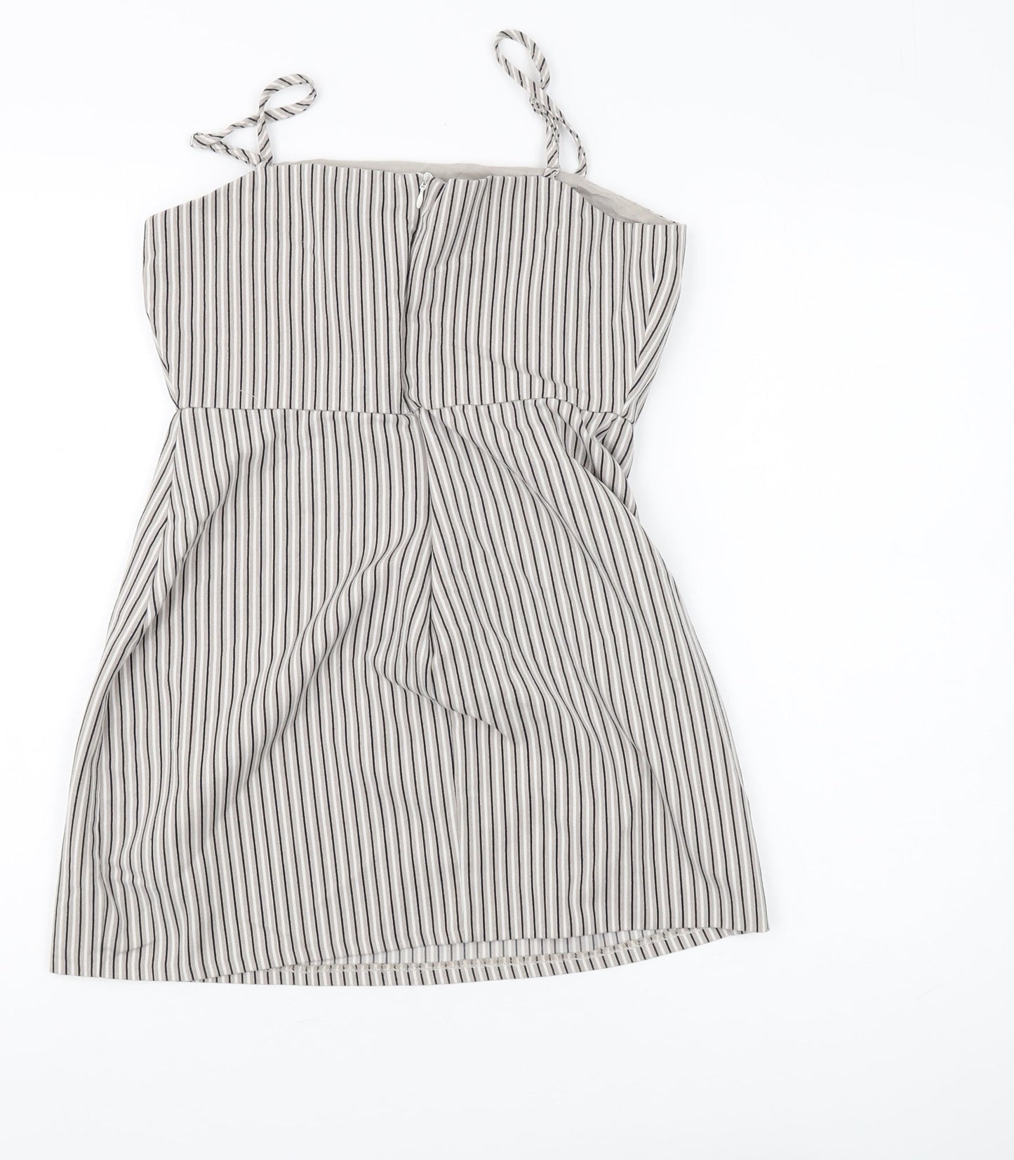 Pull&Bear Women's Grey Striped Shift Dress L