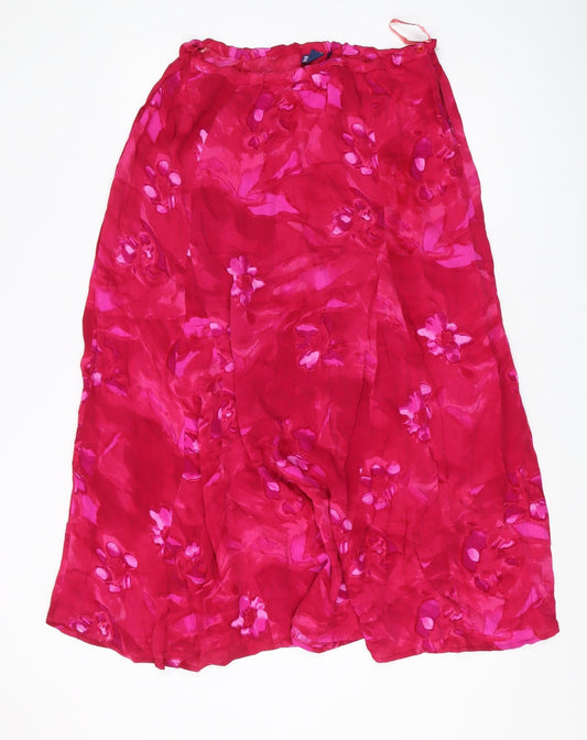 DASH Women's Red Floral Skirt, Size 16, Viscose