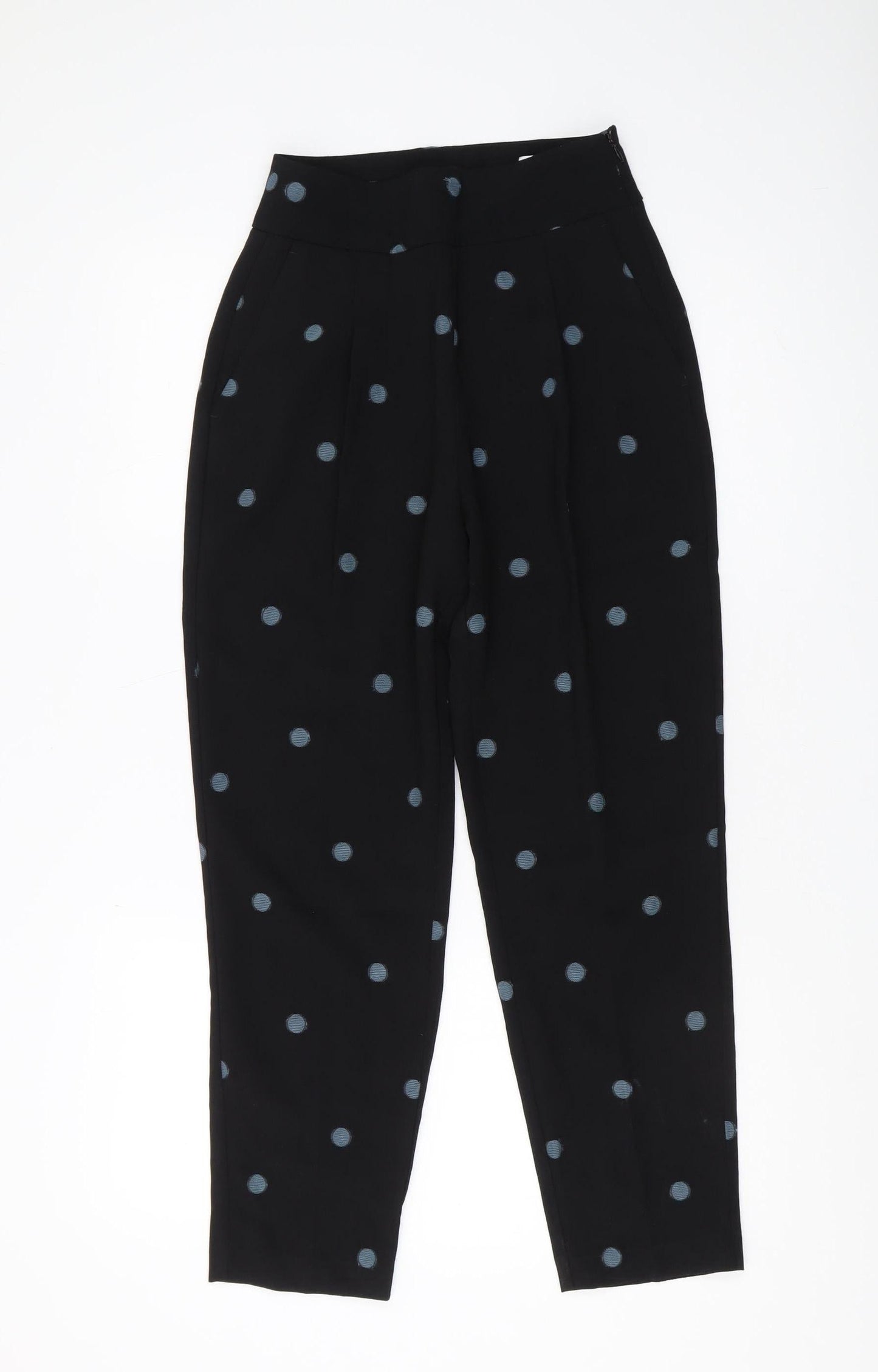 Womens UK Size XS Zara Regular Fit Cropped Black Trousers