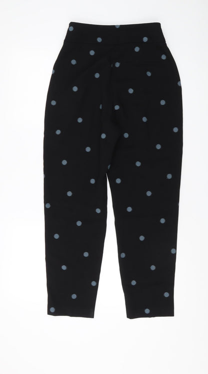 Womens UK Size XS Zara Regular Fit Cropped Black Trousers