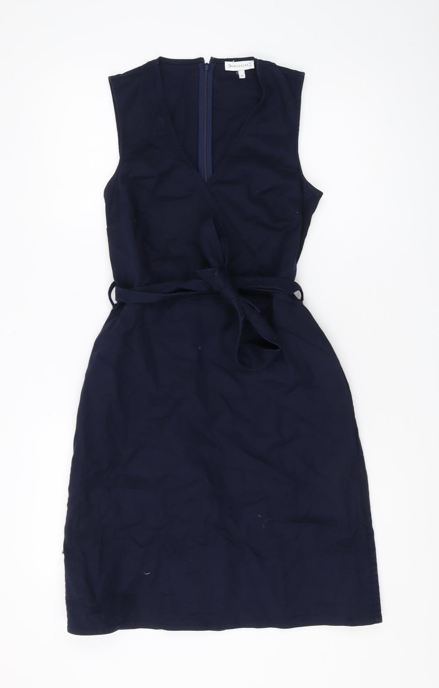 Warehouse Women's Blue Wrap Dress Size 10 V-Neck
