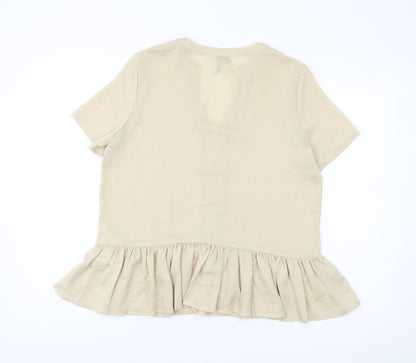 Womens UK Size S VERO MODA Beige Ringer Blouse