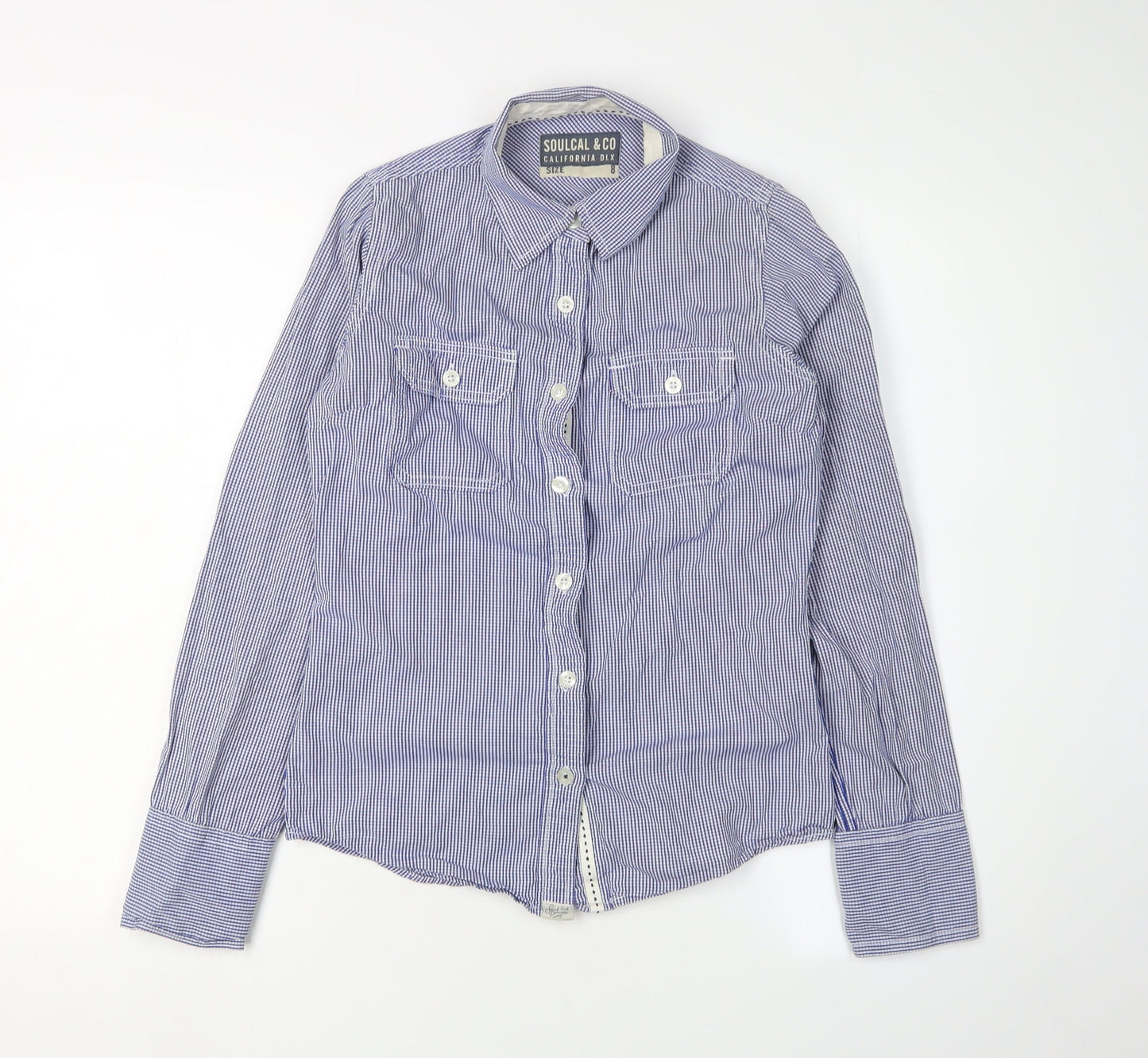 Womens UK Size 8 SoulCal & Co Blue Collared Button-Up