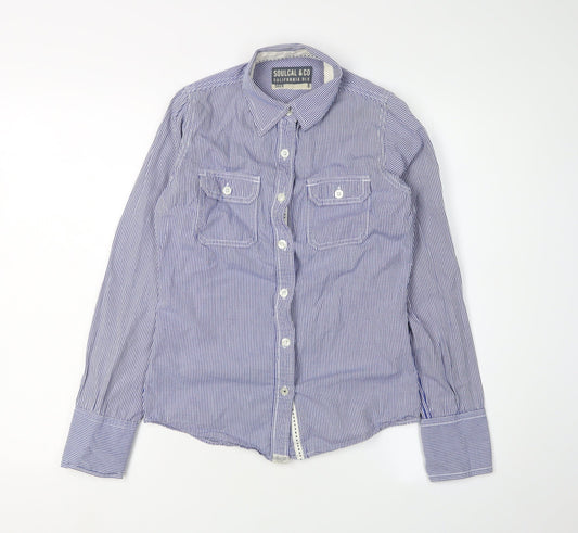 Womens UK Size 8 SoulCal & Co Blue Collared Button-Up