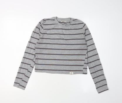 Womens UK Size 12 Pull&Bear Grey Cropped T-Shirt