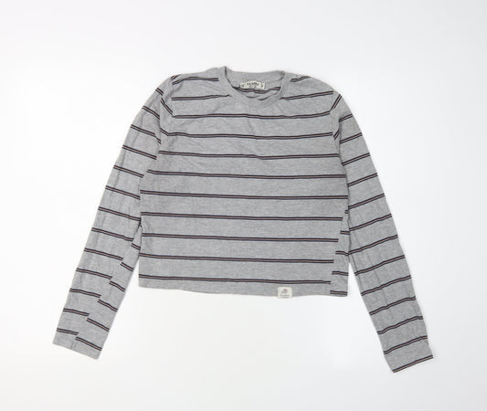 Womens UK Size 12 Pull&Bear Grey Cropped T-Shirt