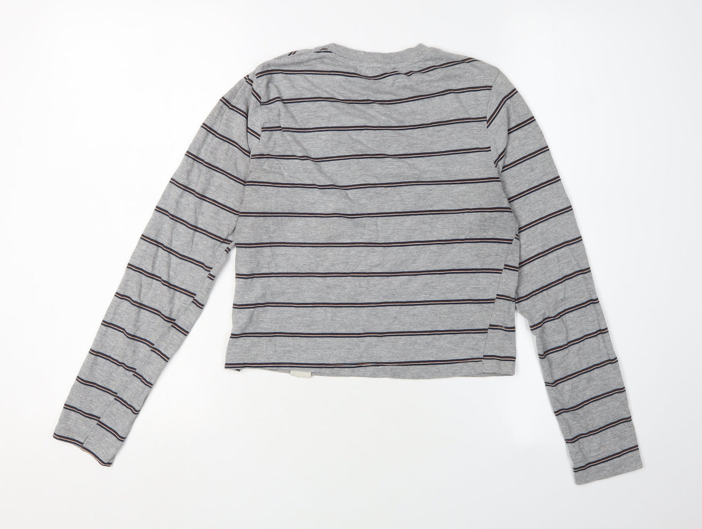 Womens UK Size 12 Pull&Bear Grey Cropped T-Shirt