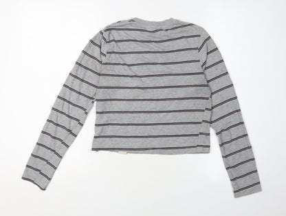 Womens UK Size 12 Pull&Bear Grey Cropped T-Shirt