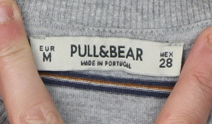 Womens UK Size 12 Pull&Bear Grey Cropped T-Shirt