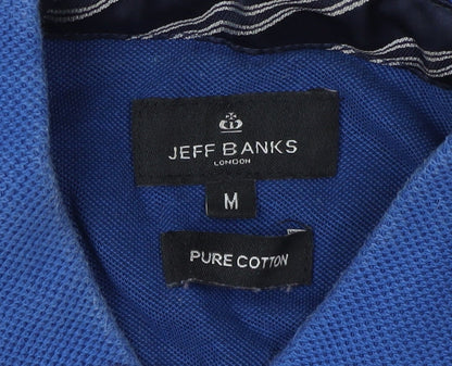 Jeff Banks Men's Blue Polo Shirt M Short Sleeve Cotton