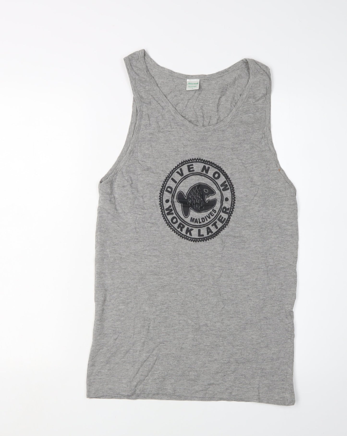 Misraab Grey Cotton Blend Sleeveless Tank Top L