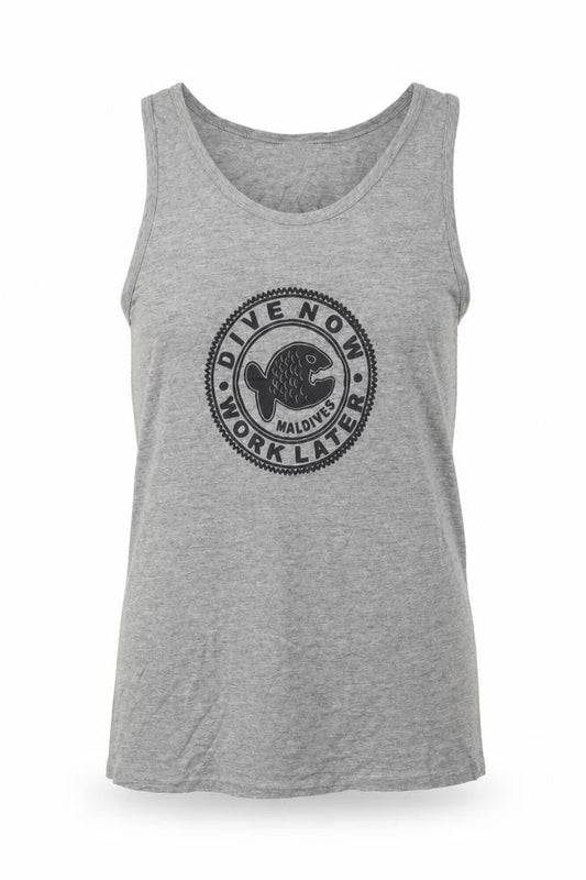 Front view of Misraab Grey Cotton Blend Sleeveless Tank Top L
