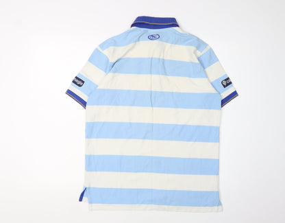 ISC Men's Blue Striped Polo Shirt - Size S