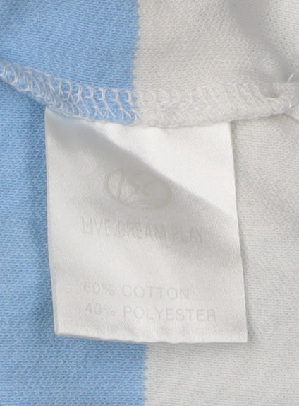 ISC Men's Blue Striped Polo Shirt - Size S