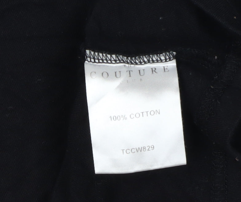 The Couture Club Unisex Black T-Shirt S 3/4 Sleeve