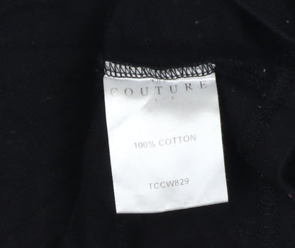 The Couture Club Unisex Black T-Shirt S 3/4 Sleeve