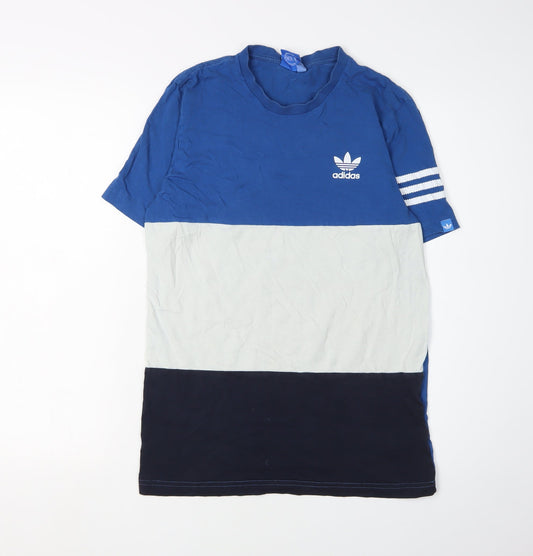 Adidas Men's Blue Medium Colourblock T-Shirt
