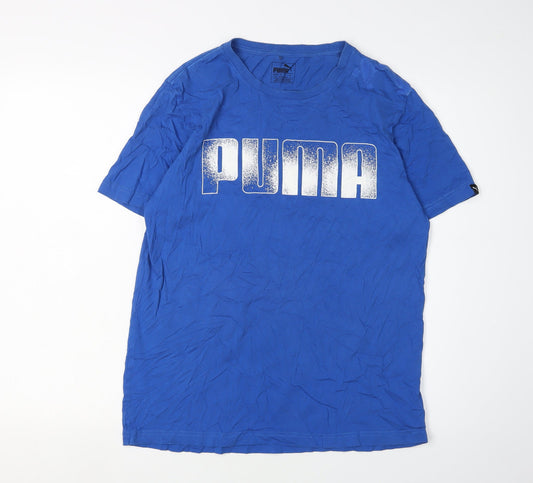 Puma Men's Blue Graphic T-Shirt Medium Crew Neck