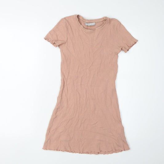 Pull&Bear Women's Pink T-Shirt Dress Size S Summer