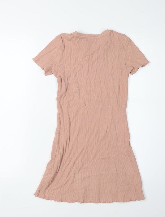 Pull&Bear Women's Pink T-Shirt Dress Size S Summer