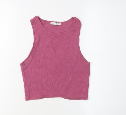 Womens UK Size M Pull & Bear Pink Basic Tank