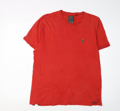 Luke Men's Red Large Cotton T-Shirt with Logo