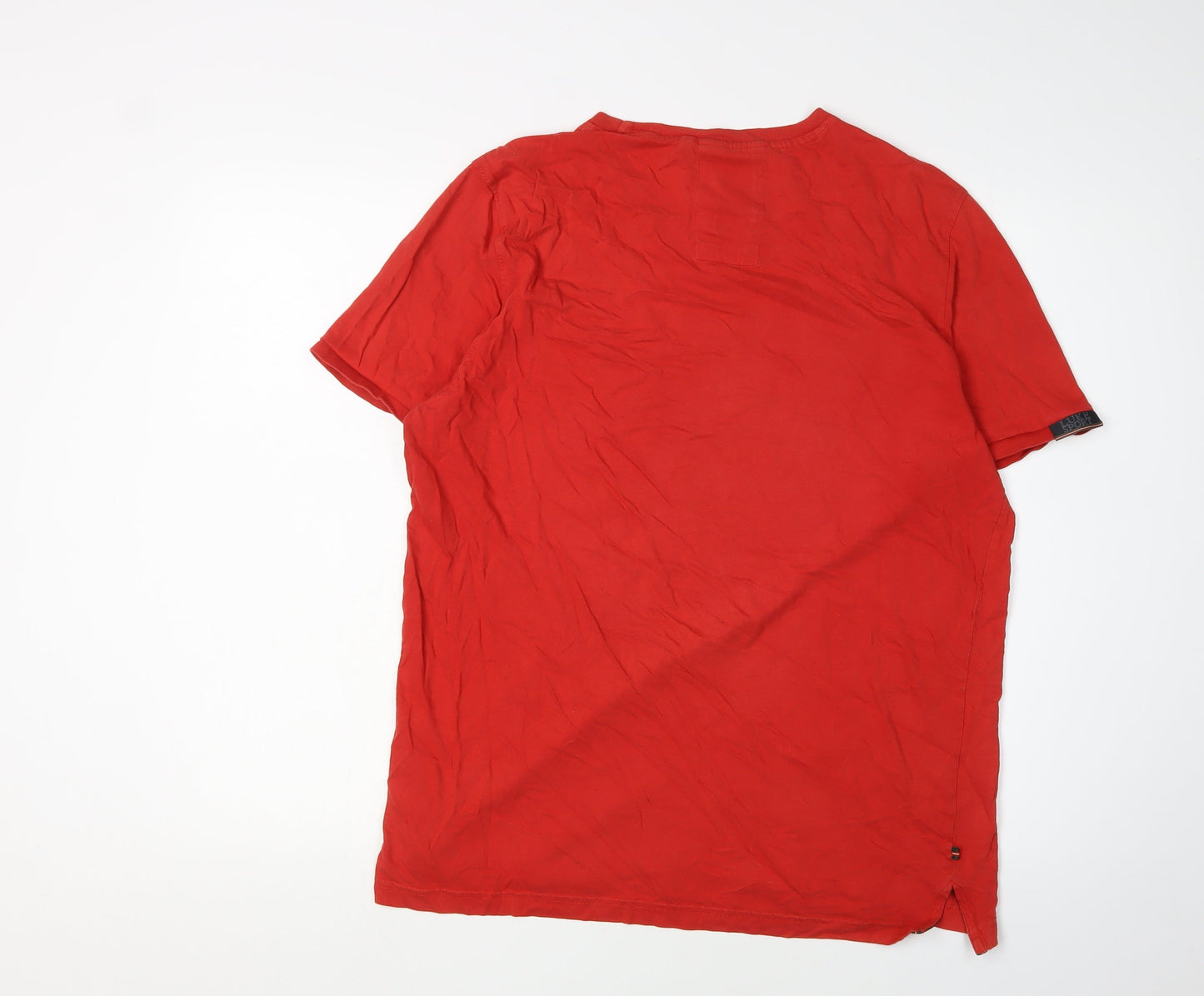 Luke Men's Red Large Cotton T-Shirt with Logo