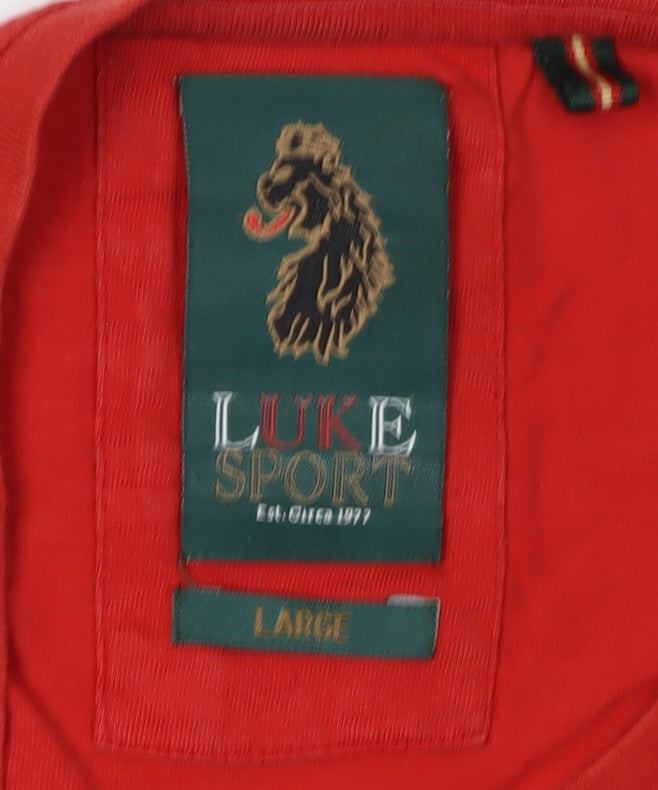 Luke Men's Red Large Cotton T-Shirt with Logo
