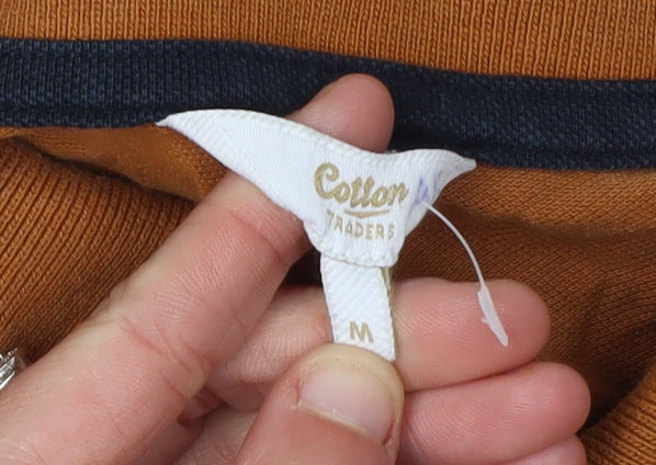 Cotton Traders Men's Brown Polo Shirt M Long Sleeve