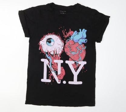 Womens UK Size XS River Island Black Basic T-Shirt