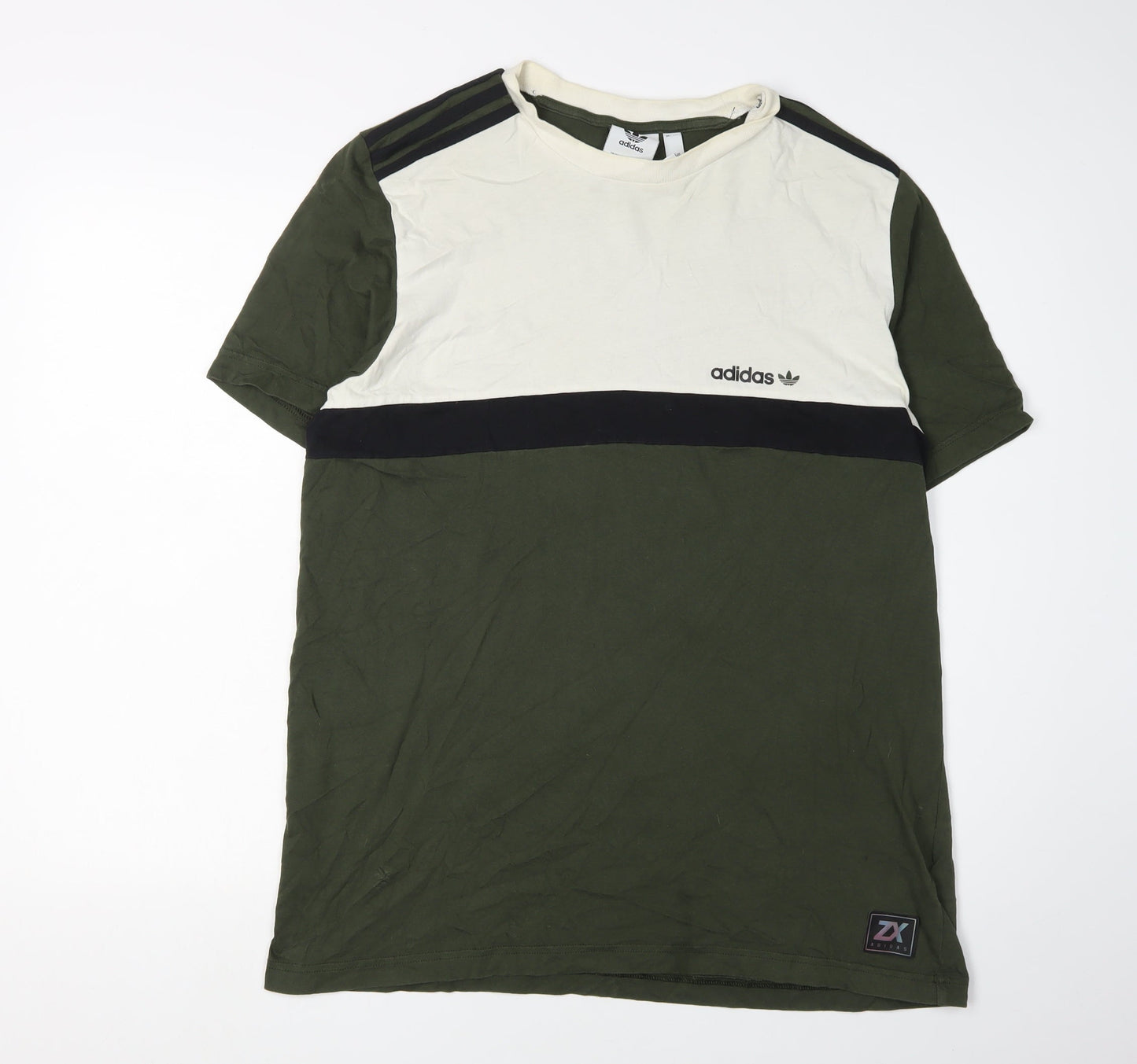 Adidas Men's Green Colourblock T-Shirt, Size L