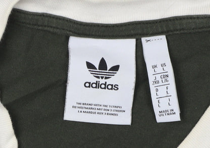 Adidas Men's Green Colourblock T-Shirt, Size L