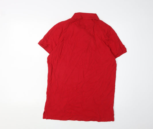Hollister Men's Red Polo M Athletic Fit Short Sleeve