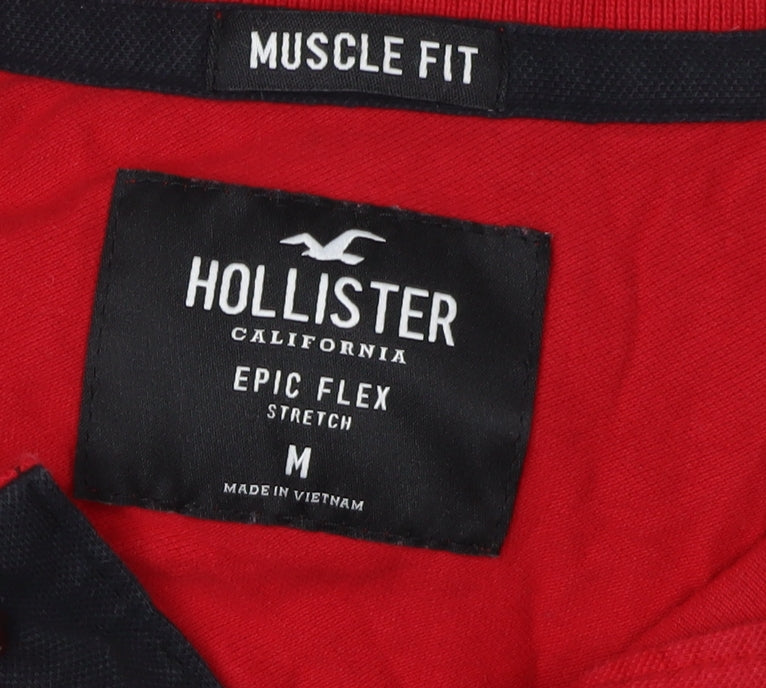 Hollister Men's Red Polo M Athletic Fit Short Sleeve