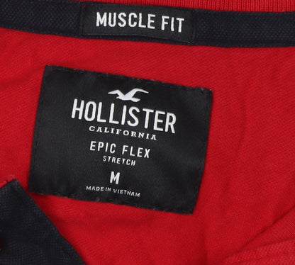 Hollister Men's Red Polo M Athletic Fit Short Sleeve
