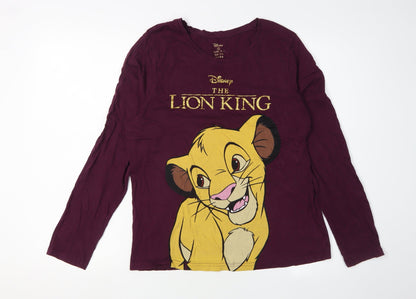 Womens UK Size 12 Disney Purple Jersey T-Shirt