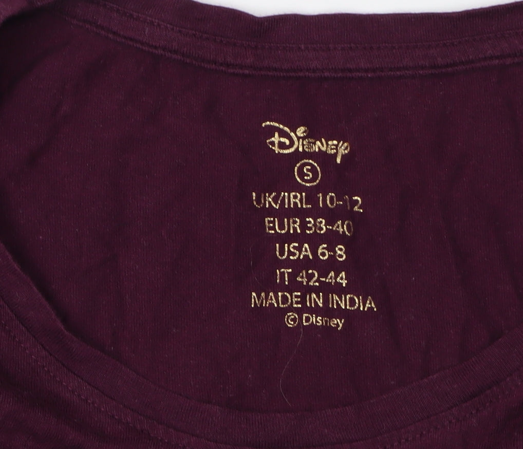 Womens UK Size 12 Disney Purple Jersey T-Shirt