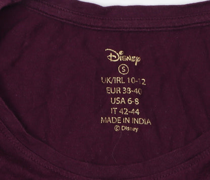 Womens UK Size 12 Disney Purple Jersey T-Shirt