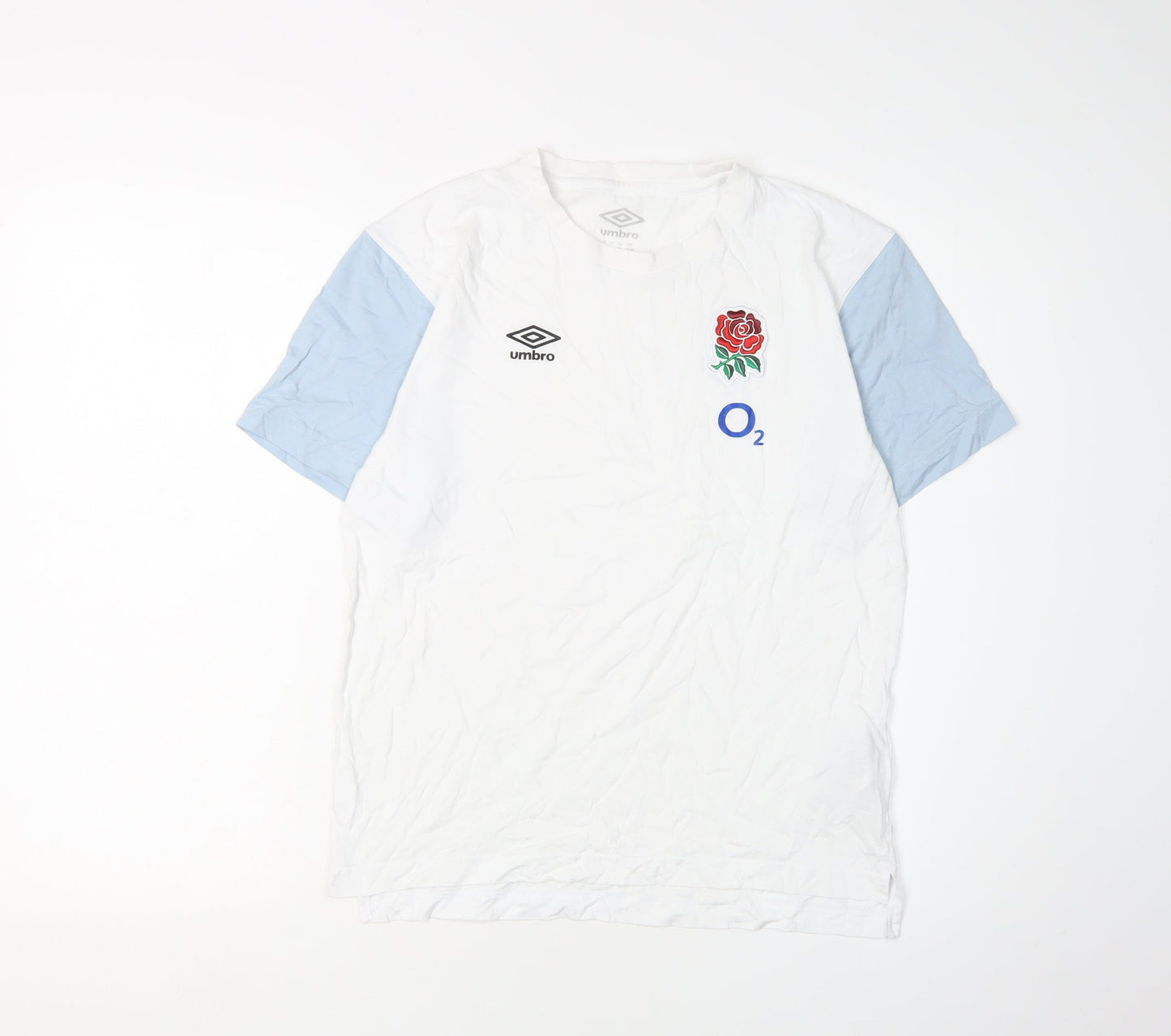 Umbro Boys White Rugby T-Shirt with Logo, YXL, Sports